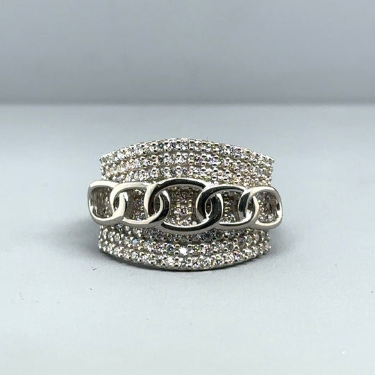18ct White Gold Diamond Set Ring (c. 0.75 - 0.80ct) - Size L 1/2