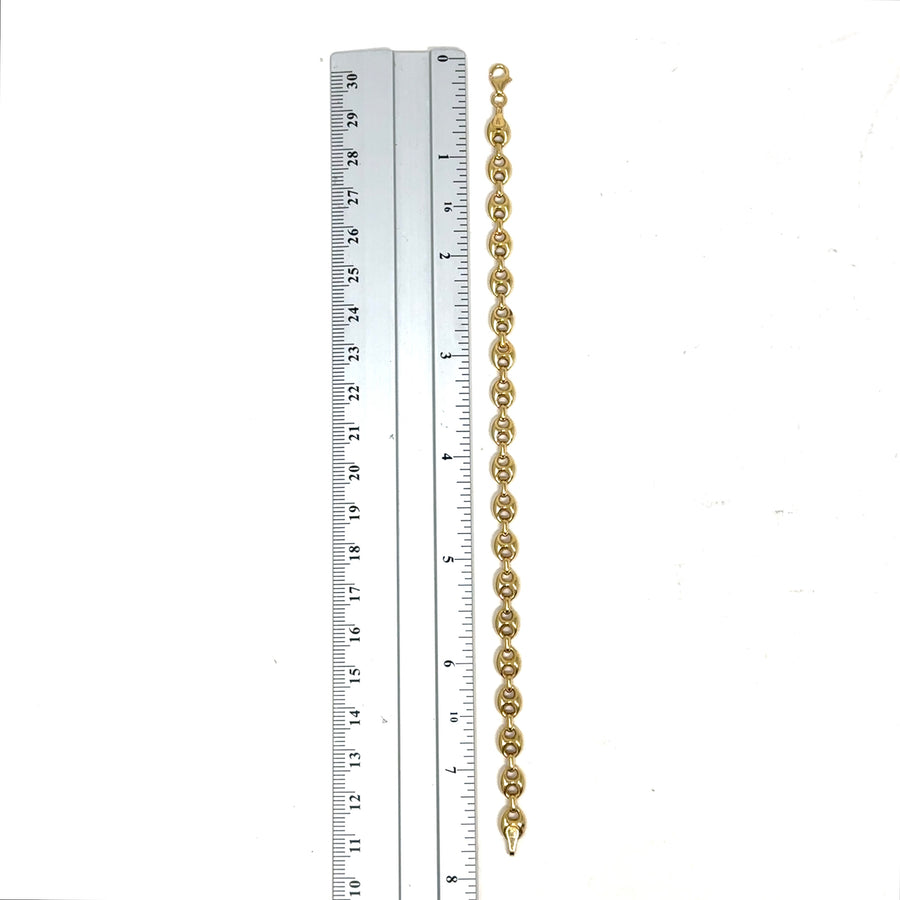 9ct Yellow Gold Puffed Marine Link Bracelet