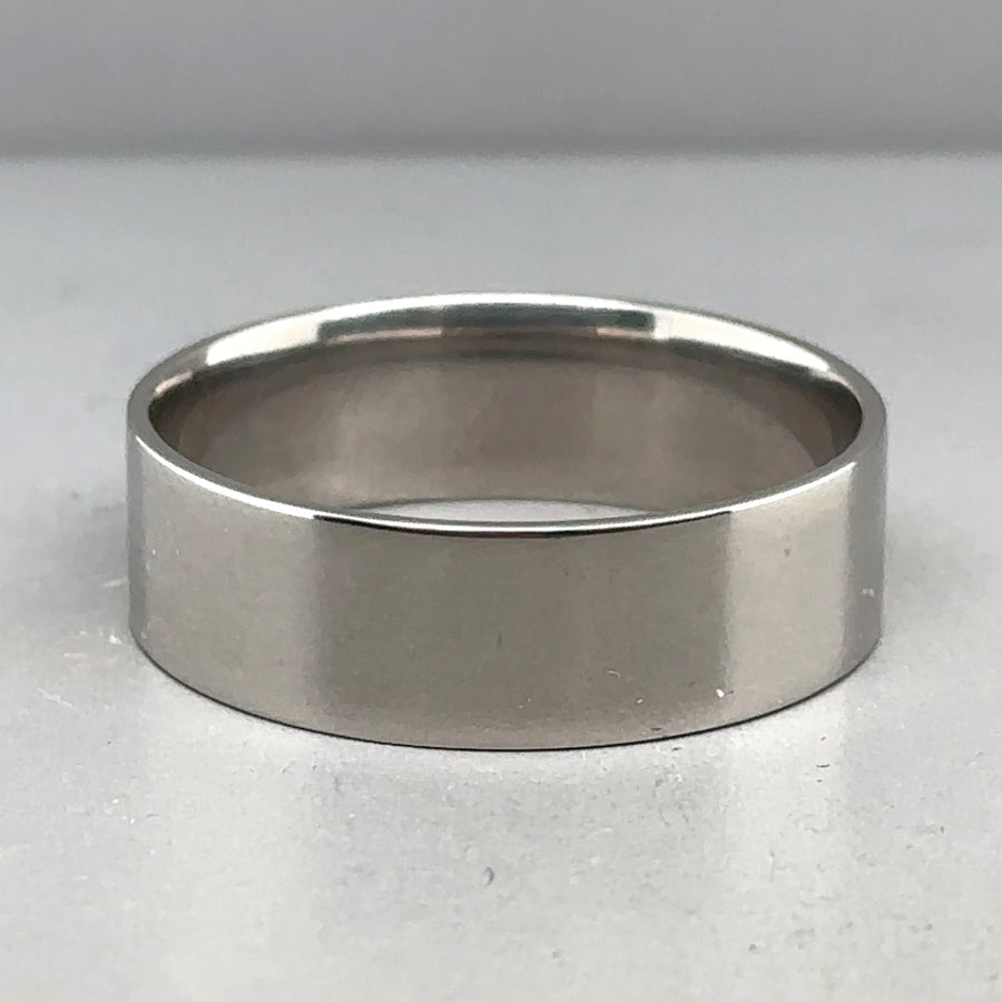 9ct White Gold Band Ring - Size X