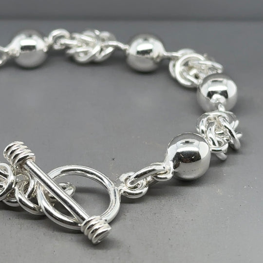 Sterling Silver Ball and Knot T-Bar Bracelet NEW!