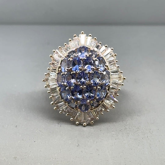 9ct Yellow Gold Cubic Zirconia Cluster Dress Ring - Size P