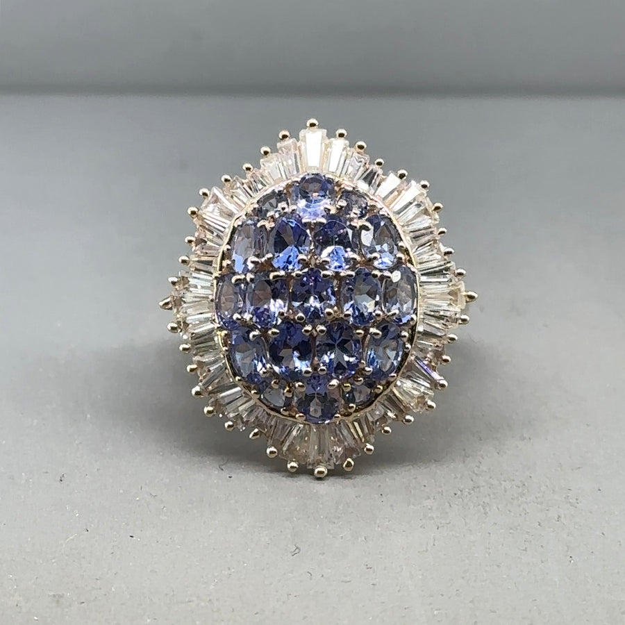 9ct Yellow Gold Cubic Zirconia Cluster Dress Ring - Size P