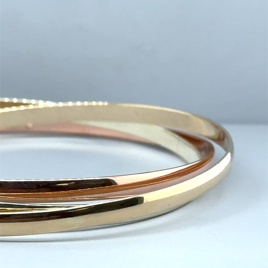 9ct Tri-Colour Three Strand Bangle