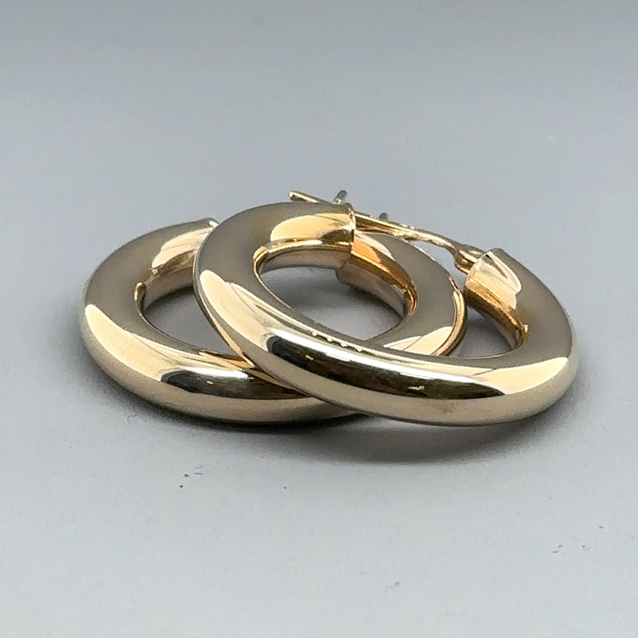 9ct Yellow Gold Plain Hoop Earrings