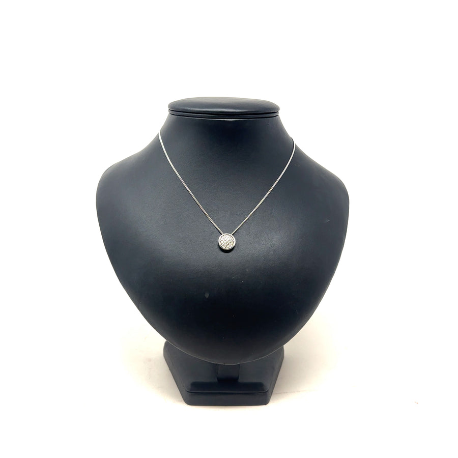 9ct White Gold Diamond Pendant and Chain (C. 0.30 - 0.35ct) (16'')