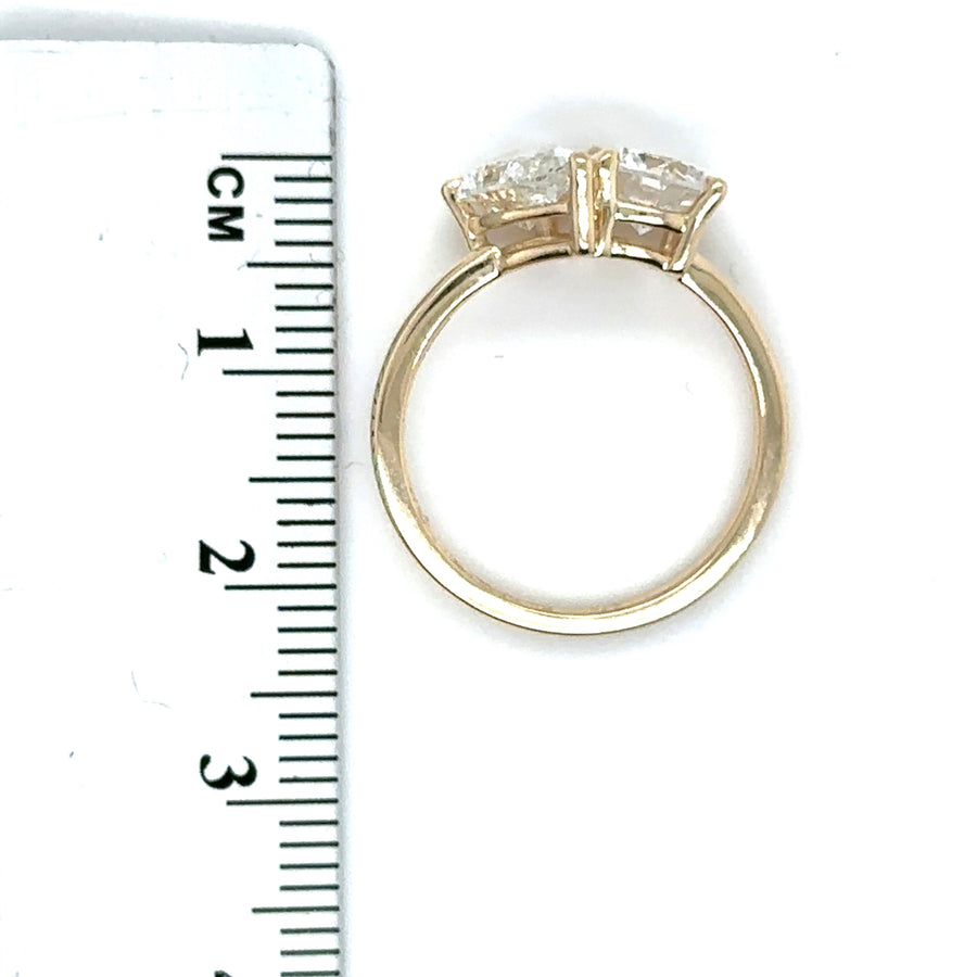 9ct Yellow Gold Two Stone Lab Grown Diamond Ring (c. 2.00ct) - Size O - NEW!