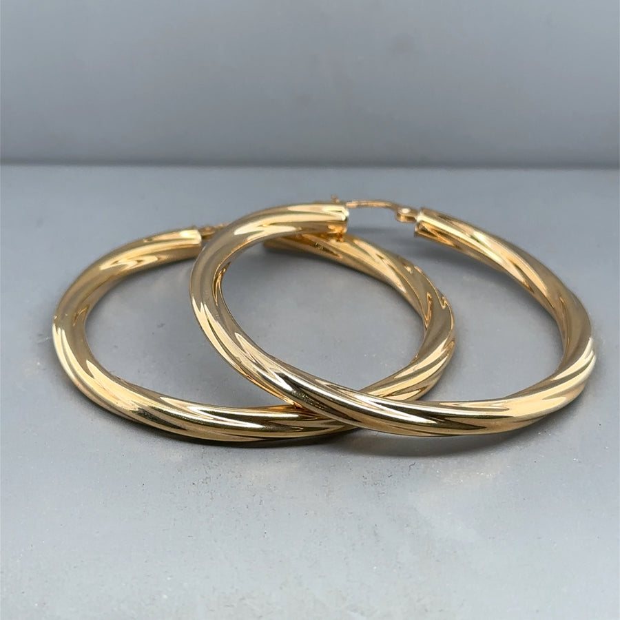 9ct Yellow Gold Twist Hoop Earrings
