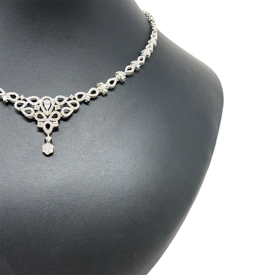 18ct White Gold Fancy Cubic Zirconia Necklace (16")