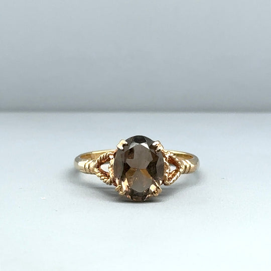 9ct Yellow Gold Single Stone Quartz Rings - Size R