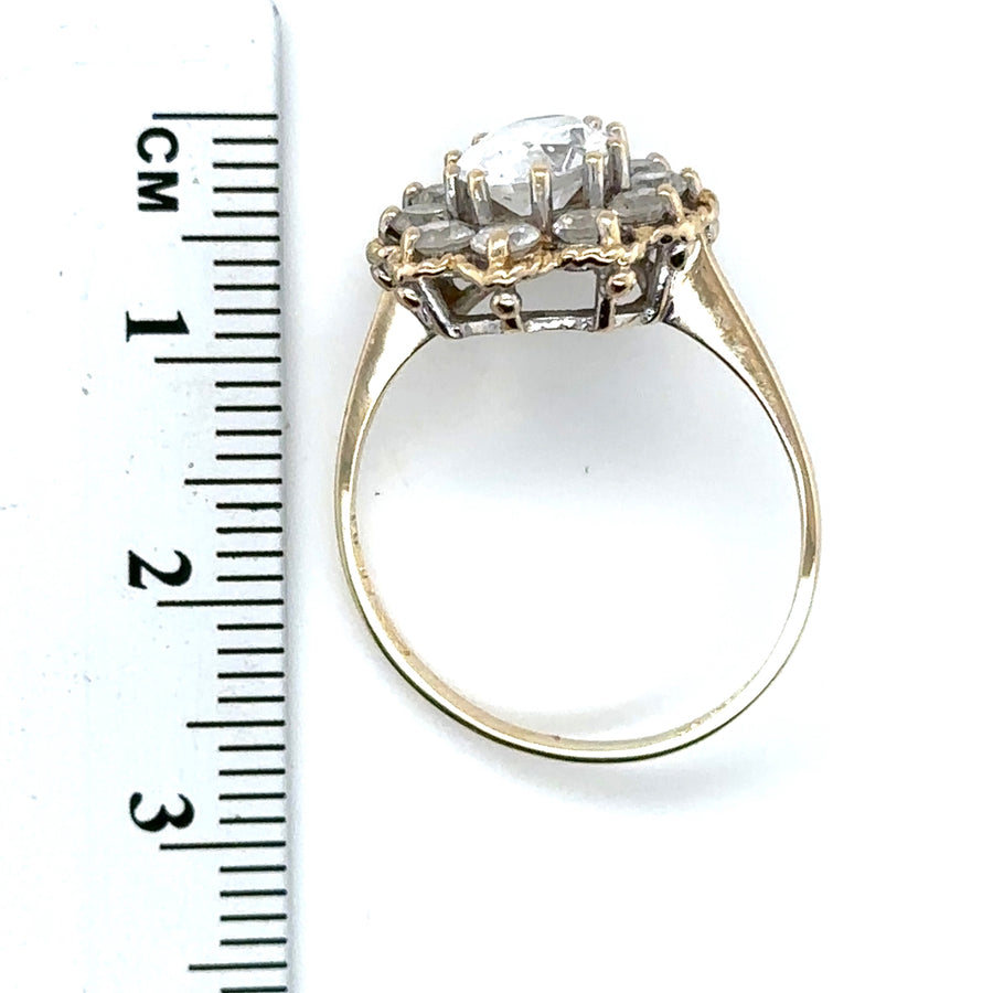 14ct Yellow Gold Cubic Zirconia Fancy Ring - Size R
