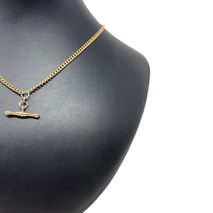 9ct Yellow Gold Curb Chain with T-Bar (18")