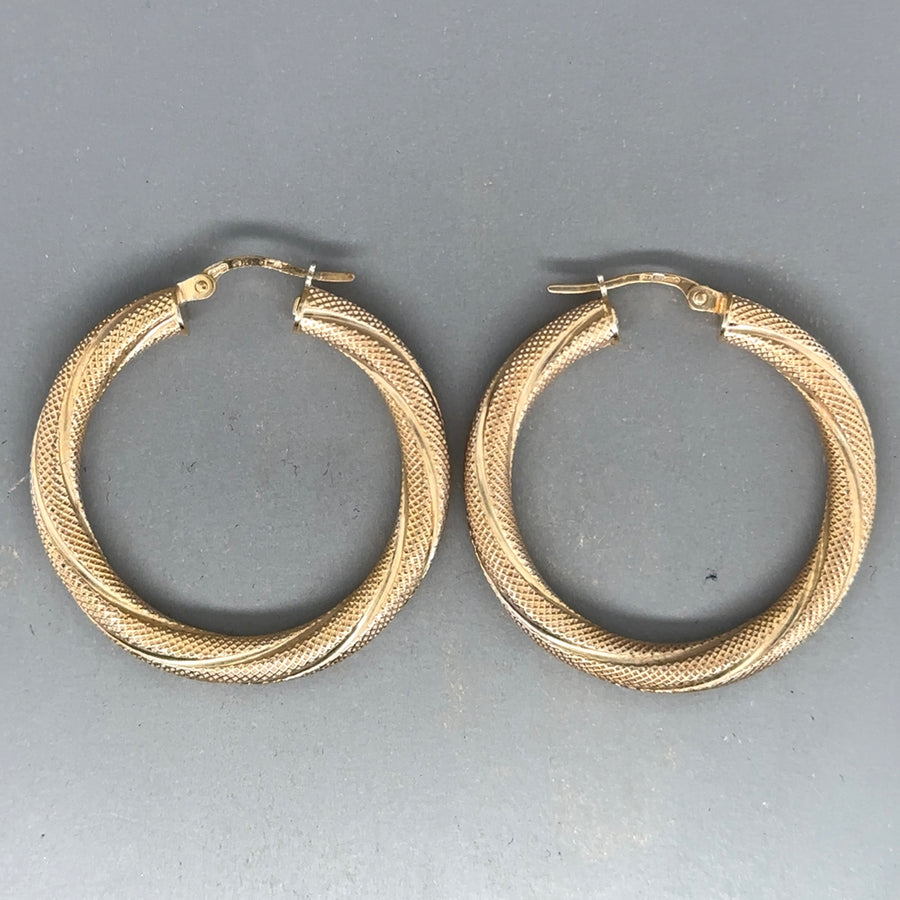9ct Yellow Gold Twist Hoop Earrings