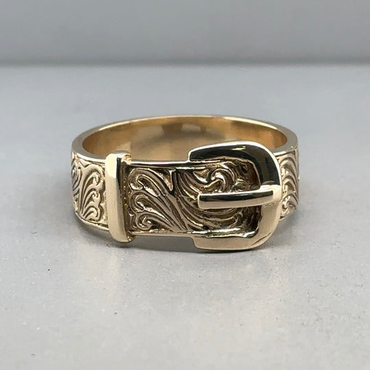9ct Yellow Gold Buckle Ring - Size S