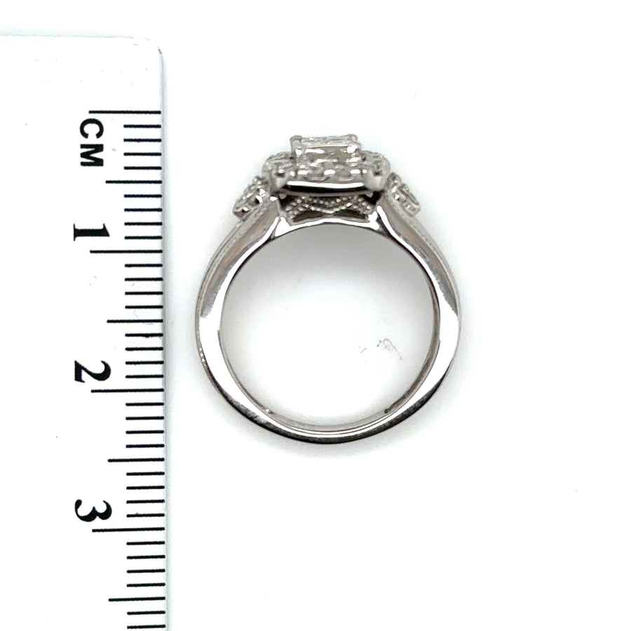9ct White Gold Diamond Cluster Ring (c. 0.45ct) - Size H 1/2