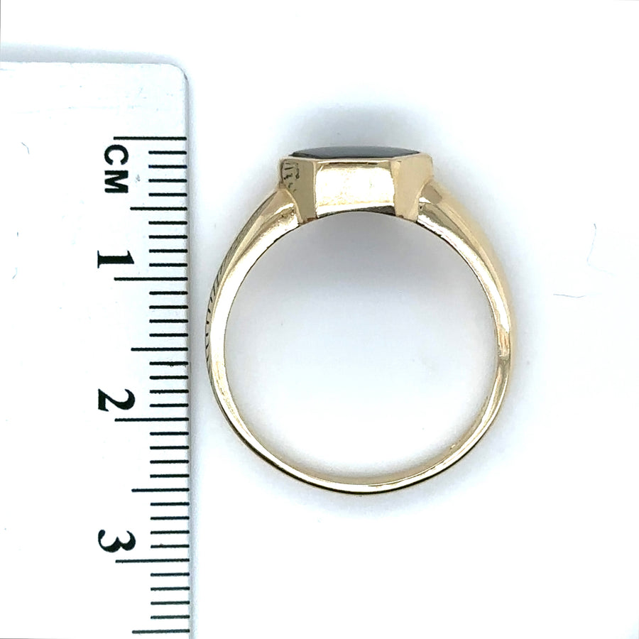 14ct Yellow Gold Multi-Colour Synthetic Stone Ring - Size R 1/2
