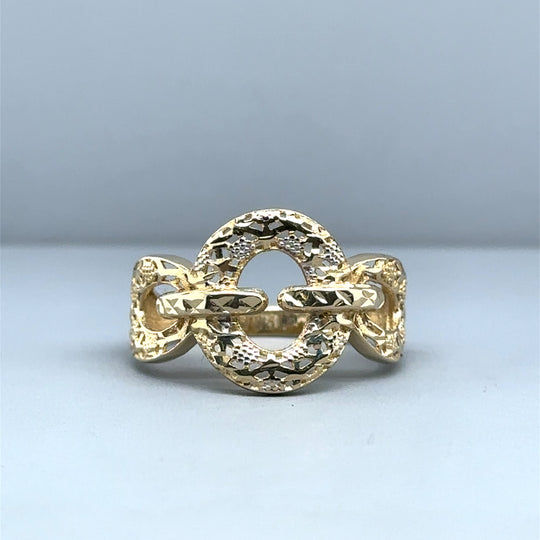 14ct Yellow Gold Open Work Ring - Size O