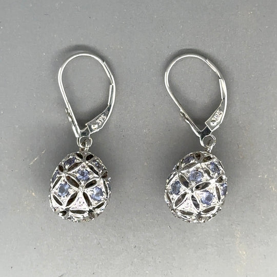 9ct White Gold Tourmaline Ball Drop Earrings