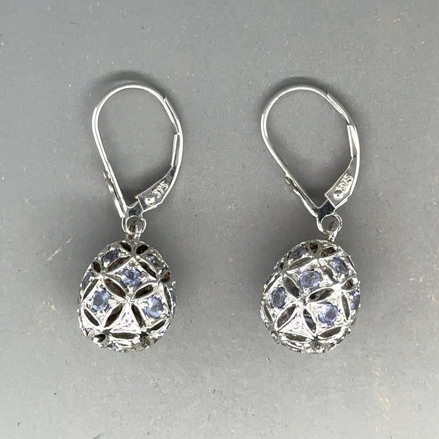 9ct White Gold Tourmaline Ball Drop Earrings