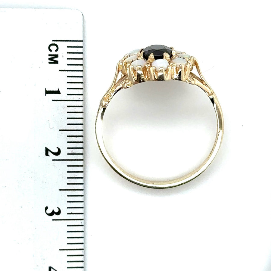 14ct Yellow Gold Opal and Sapphire Ring - Size S