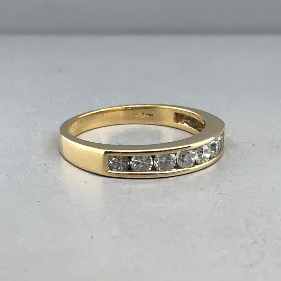 18ct Yellow Gold Diamond Half Eternity Ring (c. 0.50ct) - Size L 1/2