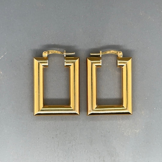 9ct Yellow Gold Oblong Hoop Earrings