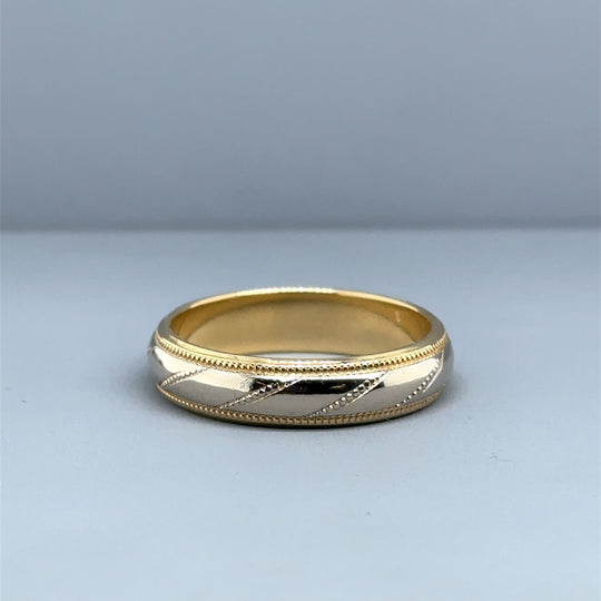 18ct Bi-Colour Band Ring - Size R 1/2
