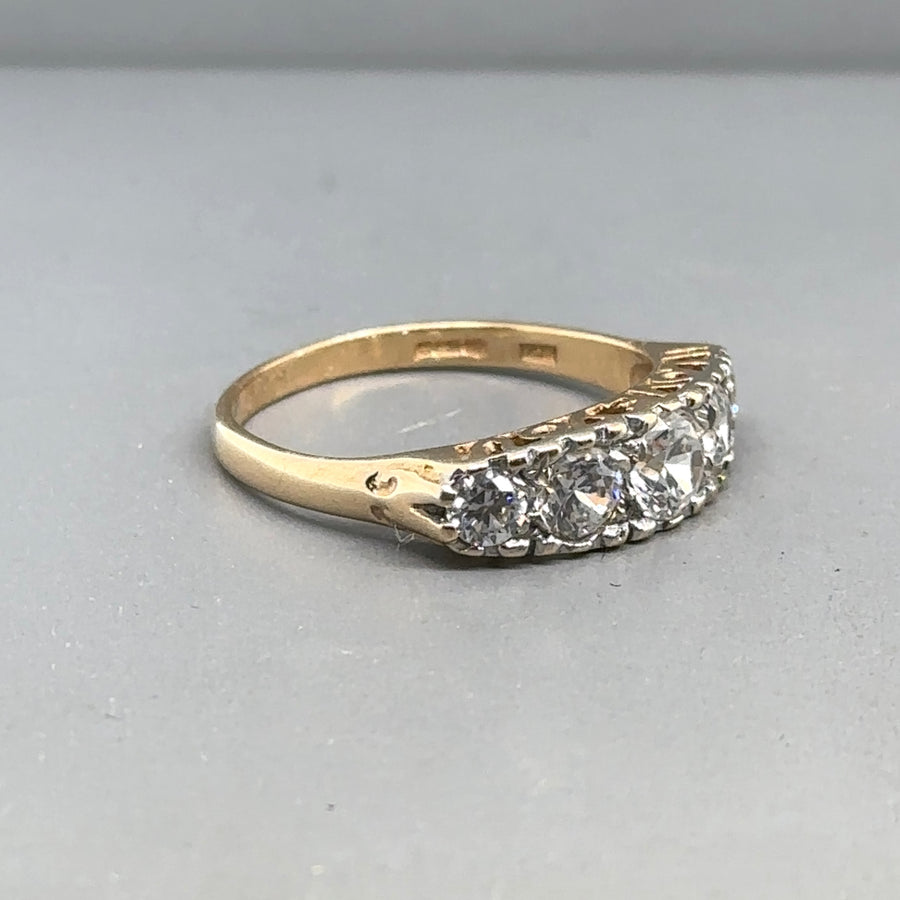 14ct Yellow Gold Cubic Zirconia Ring - Size O 1/2