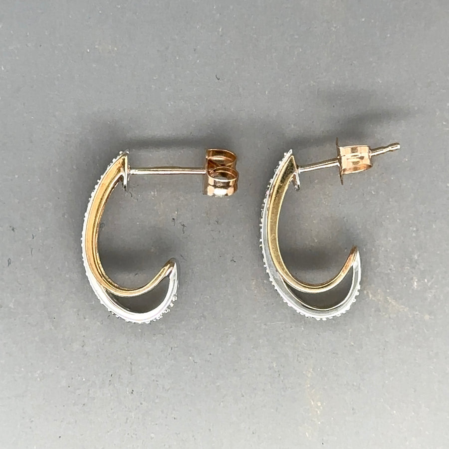 9ct Bi-Colour Diamond Set Earrings