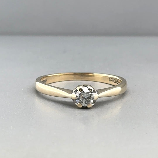 9ct Yellow Gold Single Stone Diamond Ring (c. 0.20ct) - Size N
