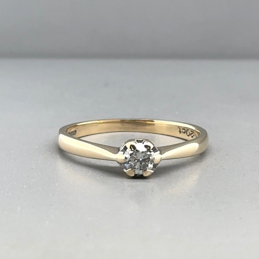 9ct Yellow Gold Single Stone Diamond Ring (c. 0.20ct) - Size N
