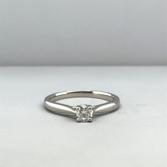 9ct White Gold Single Stone Diamond Ring (c. 0.25ct) - Size M