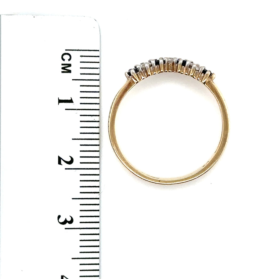 9ct Yellow Gold Cubic Zirconia Chevron Ring - Size O 1/2