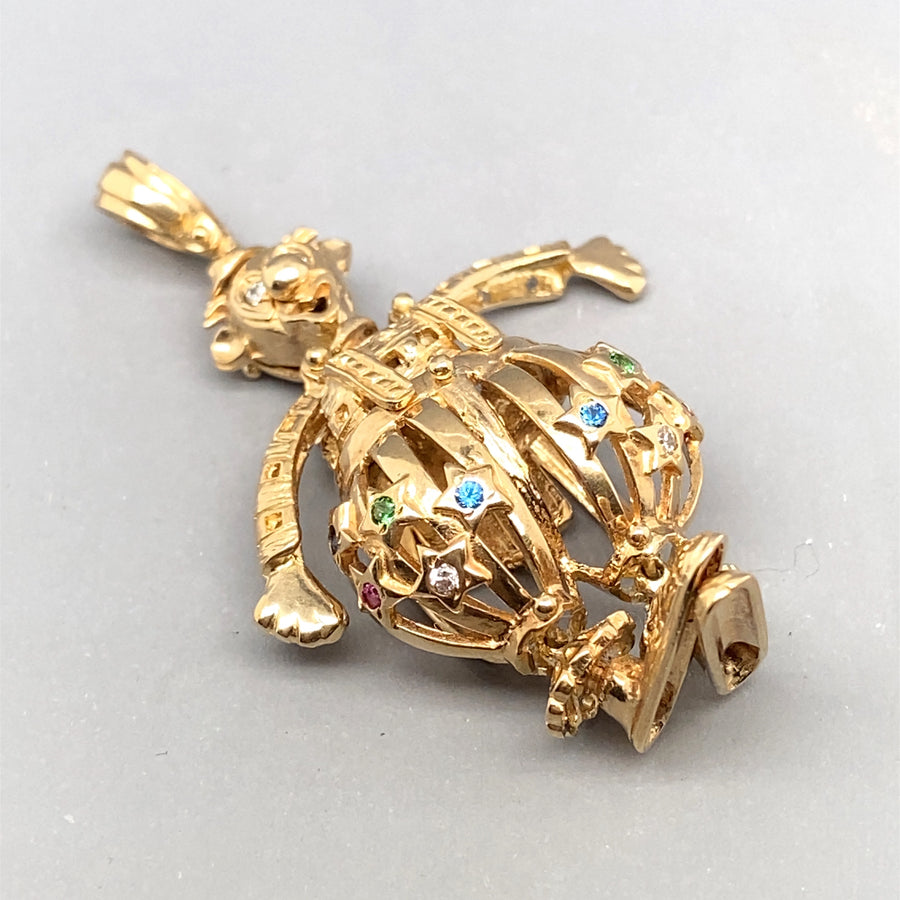 9ct Yellow Gold Cubic Zirconia Clown Pendant