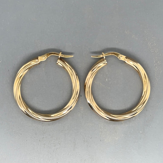 9ct Yellow Gold Twist Hoop Earrings