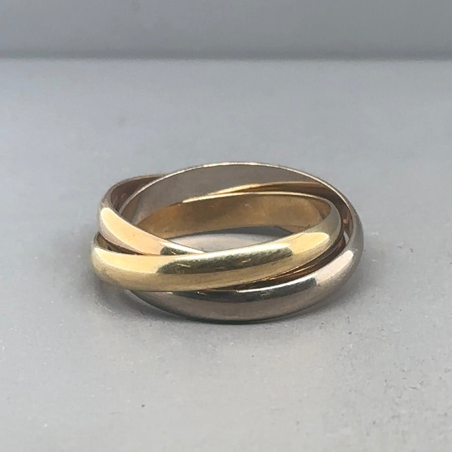 18ct Tri-Colour Trinity Cartier Ring - Size L