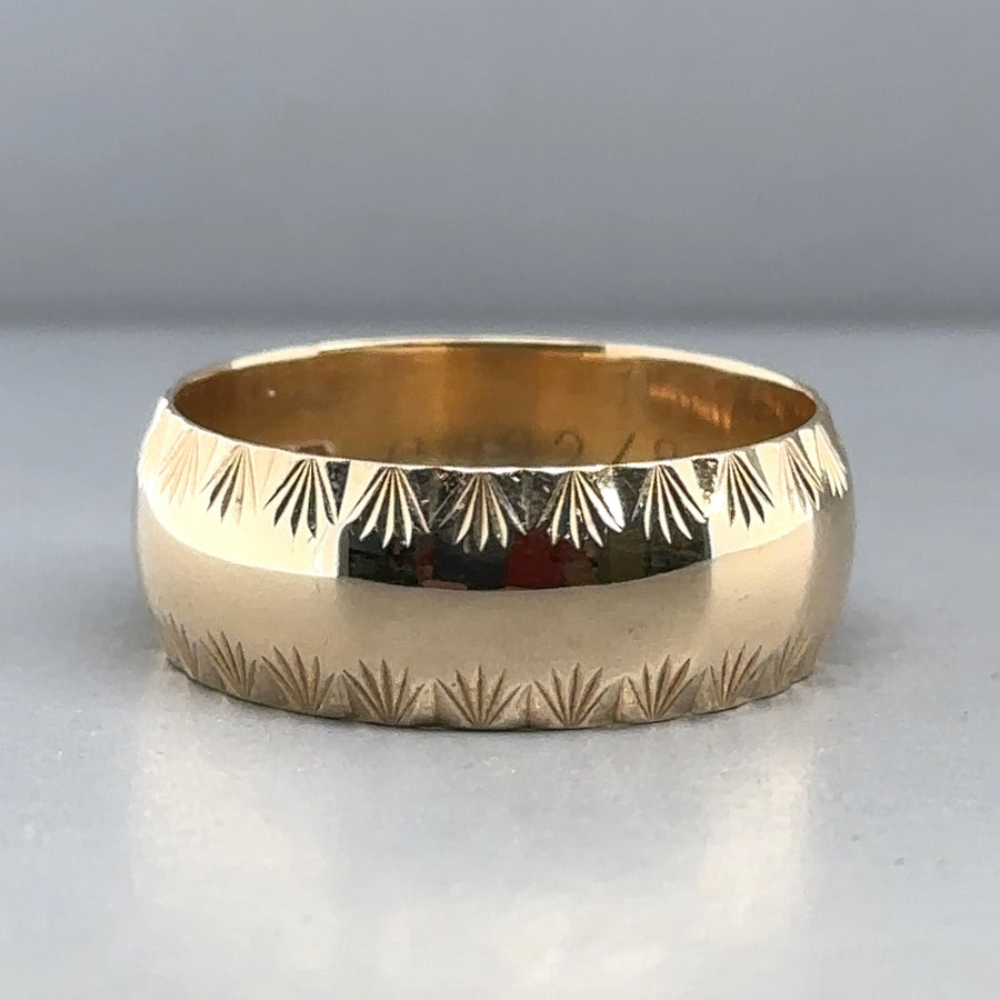 9ct Yellow Gold Band Ring - Size T 1/2