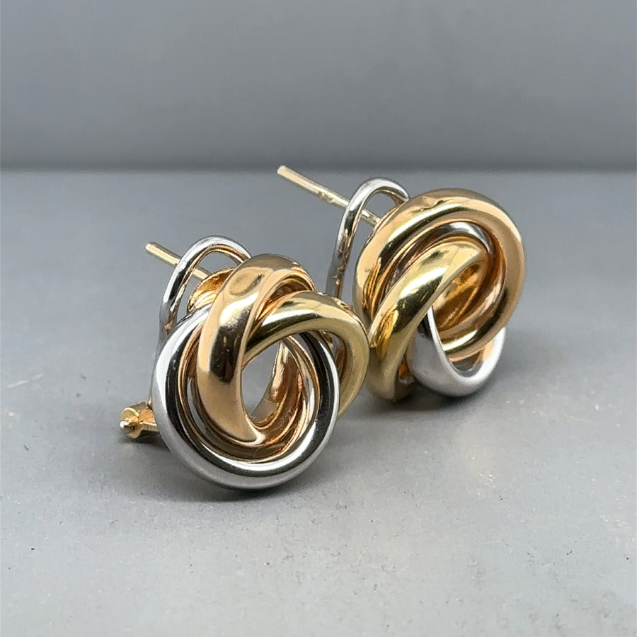 18ct Bi-Colour Large Knot Stud Earrings