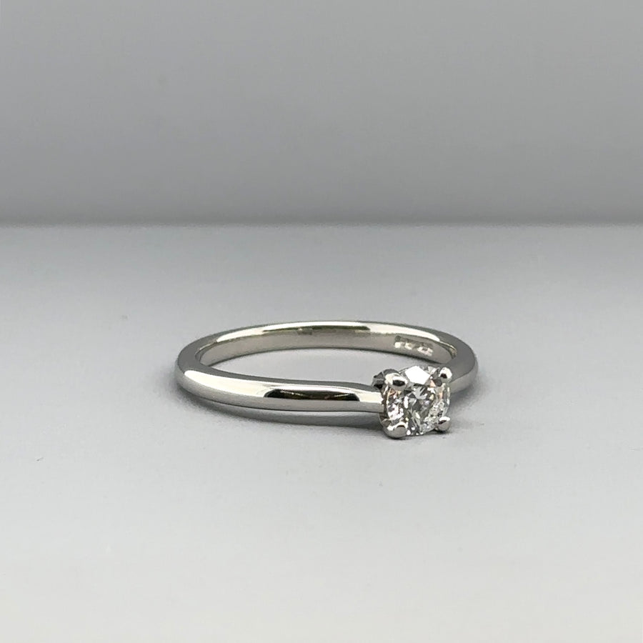 Platinum Single Stone Diamond Ring (c. 0.30ct) - Size N