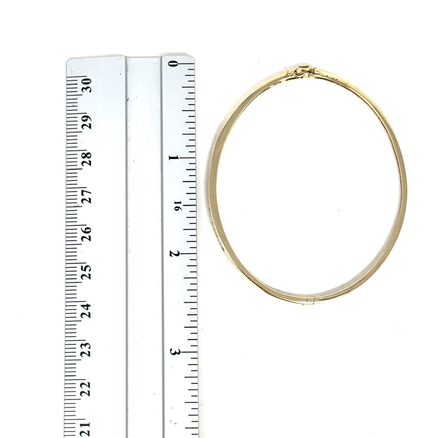 9ct Yellow Gold Sapphire and Diamond Set Bangle (c. 0.15 - 0.20ct)