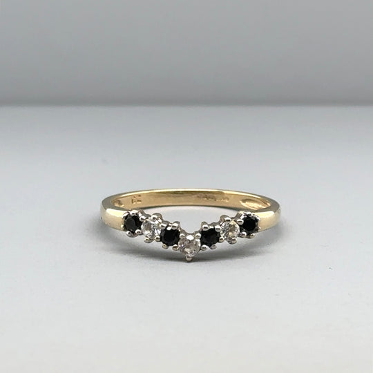 9ct Yellow Gold Cubic Zirconia Chevron Ring - Size O 1/2