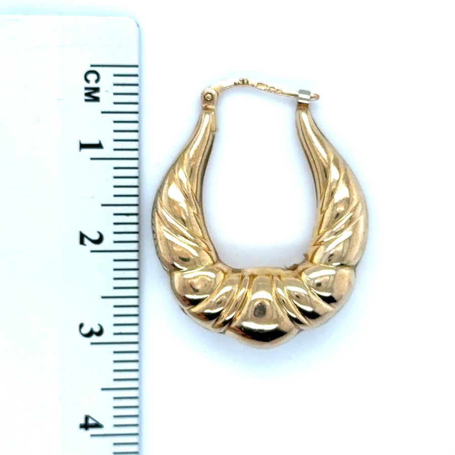 9ct Yellow Gold Puffy Creoles Hoop Earrings