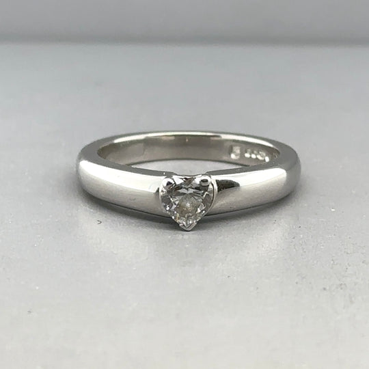 Platinum Diamond Heart Ring (c. 0.25ct) - Size K