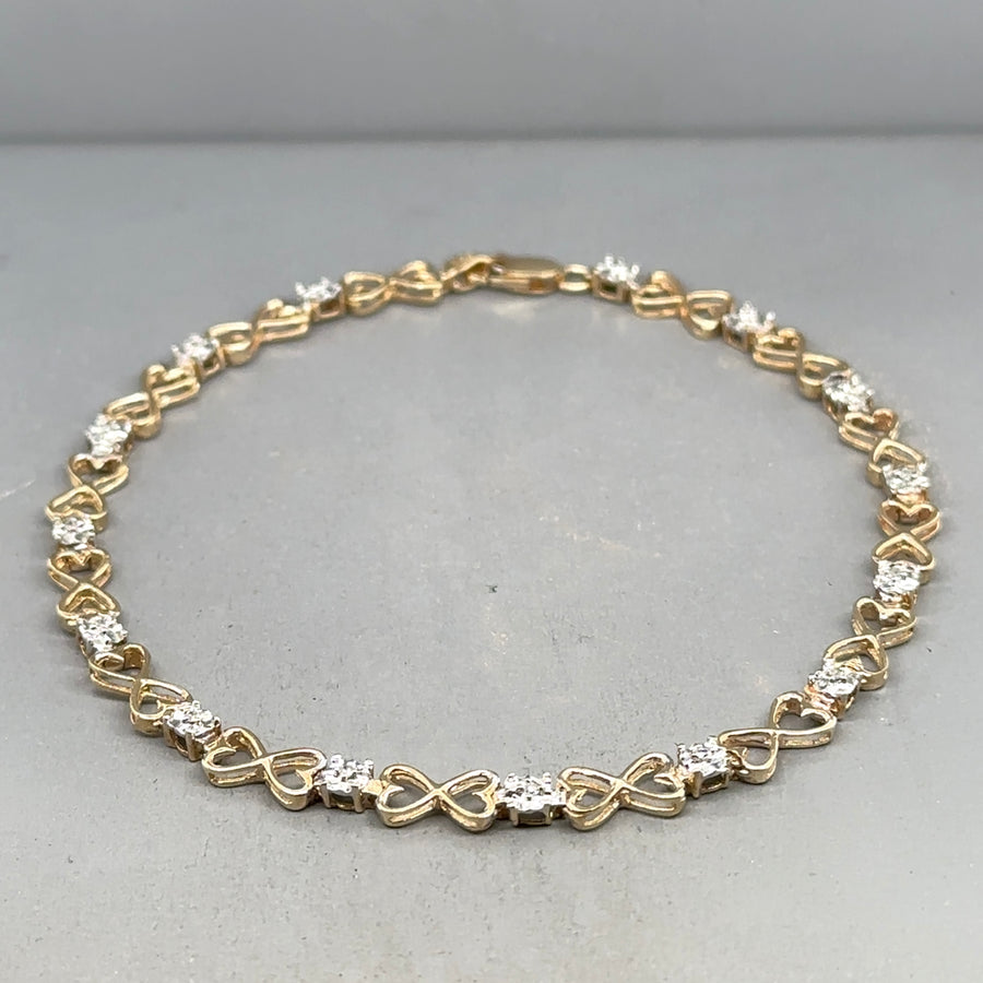 9ct Yellow Gold Diamond Set Fancy Bracelet