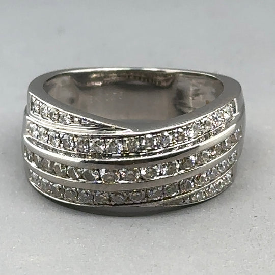 18ct White Gold Diamond Set Ring (C. 0.75ct) - Size M