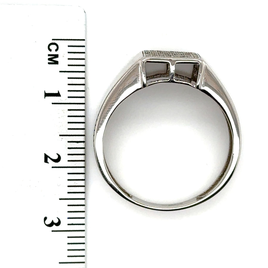 9ct White Gold Diamond Set Signet Ring (c. 0.25ct) - Size T 1/2