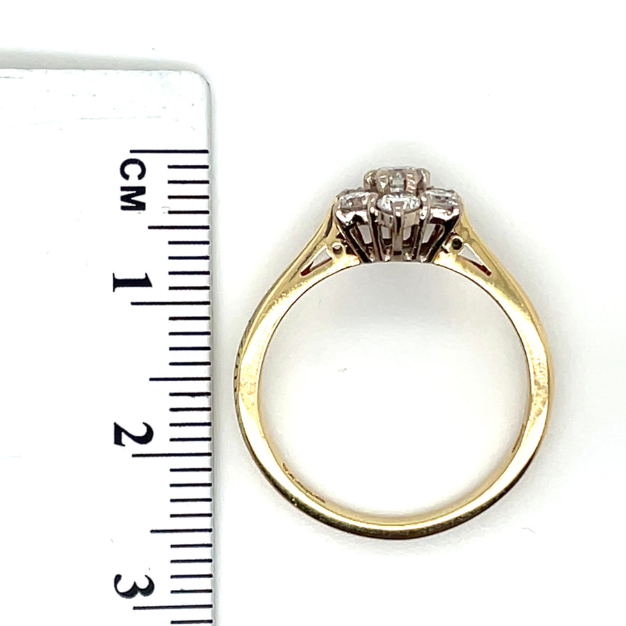 18ct Yellow Gold Diamond Flower Cluster Ring (c. 0.57ct) - Size N 1/2