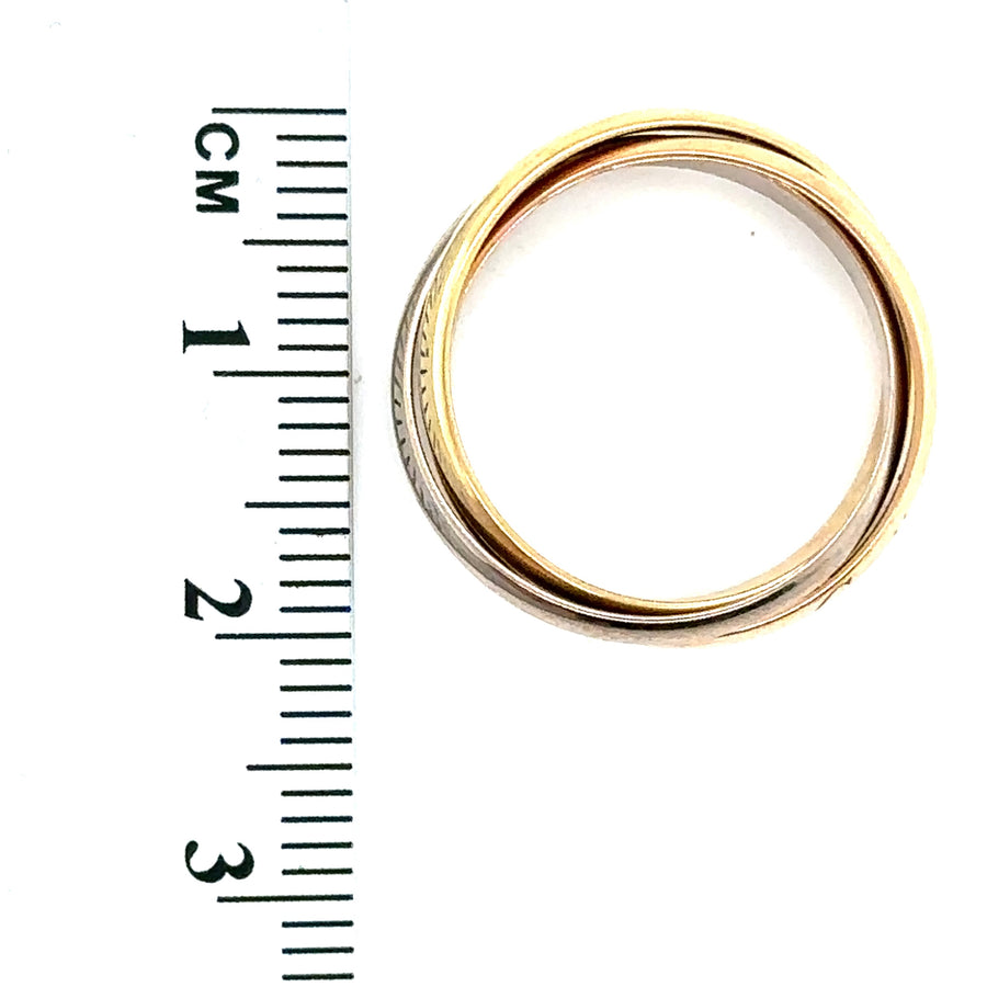18ct Tri-Colour Trinity Cartier Ring - Size L