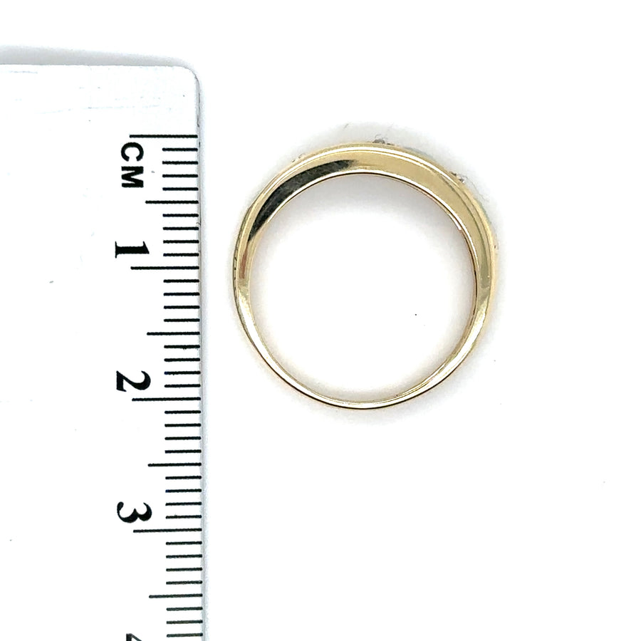 9ct Yellow Gold Diamond and Opal Ring (c. 0.10 - 0.15ct) - Size M 1/2