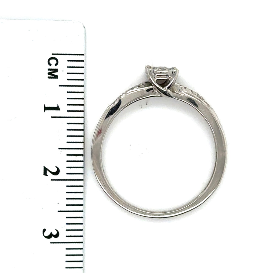 9ct White Gold Diamond Ring (c. 0.10 - 0.15ct) - Size Q
