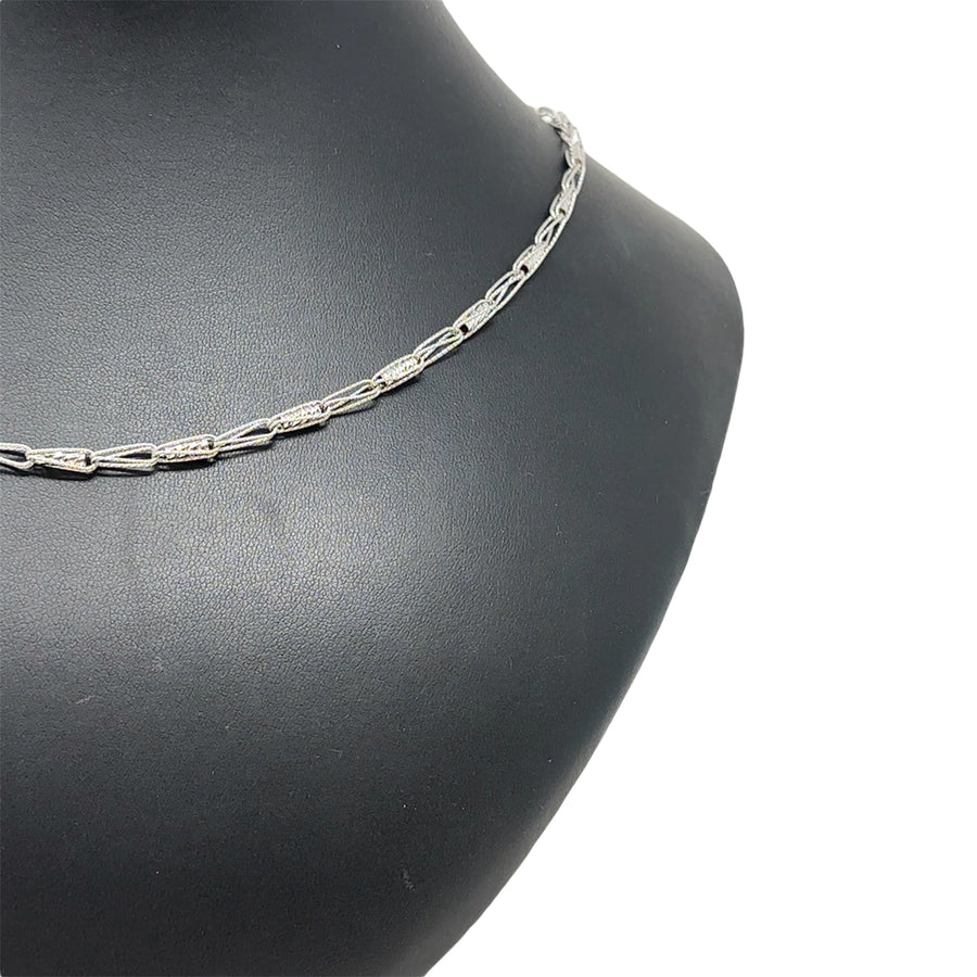 18ct White Gold Fancy Link Chain (18")